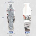 27" Tall Crushed Diamond Floor Vase, Silver Large Vases for Decor Living Room, C... - Image 6
