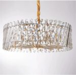 Modern LED Art Deco Silver Gold Stainless Steel Crystal Hanging Lamp Lustre Chan... - Image 5