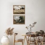 Framed Vintage Landscape Wall Art Set of 2, Rustic Farmhouse Field Canvas Wall D... - Image 3