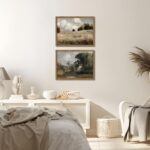 Framed Vintage Landscape Wall Art Set of 2, Rustic Farmhouse Field Canvas Wall D... - Image 10
