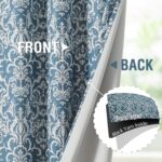 jinchan Room Darkening Curtains for Bedroom Blue Damask Patterned Curtains 96 In... - Image 5