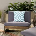 Sherwood Outdoor Club Chair with Cushions - Acacia Wood - Gray/Dark Gray - Image 3