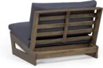 Sherwood Outdoor Club Chair with Cushions - Acacia Wood - Gray/Dark Gray - Image 5