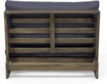 Sherwood Outdoor Club Chair with Cushions - Acacia Wood - Gray/Dark Gray - Image 6