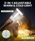 BITPOTT Bright Solar Lights Outdoor 6 Pack, 2-in-1 Warm&Cool Solar Pathway Light... - Image 3