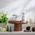 AOMOONOA Easter Bunny Figurines Set of 2, White Rabbit Decor with Rustic Stone T... - Image 6