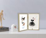 YiPinYin 4x6''Hinged Double Simply Gold Metal Picture Frame, Elegant Narrow Plat... - Image 3