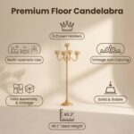 Gold Vintage Floor Candelabra - 40.2″ Tall Vintage Antique Candle Holder with Gl... - Image 5