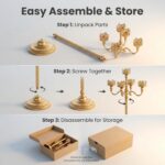 Gold Vintage Floor Candelabra - 40.2″ Tall Vintage Antique Candle Holder with Gl... - Image 6