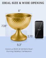 8.25'' Wide 7.3''High Decorative Bowl Vase Set of 2,Distressed Gold Metal Compot... - Image 3