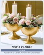 8.25'' Wide 7.3''High Decorative Bowl Vase Set of 2,Distressed Gold Metal Compot... - Image 4