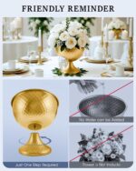8.25'' Wide 7.3''High Decorative Bowl Vase Set of 2,Distressed Gold Metal Compot... - Image 6