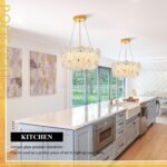 Modern Gold Glass LED Chandelier 20" Elegant Lotus Leaf Dimmable Ceiling Chandel... - Image 9