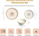 Sango 12-Piece Speckled Stoneware Dinnerware Set for 4- Glossy Plates and Bowls ... - Image 3