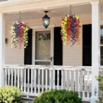 Homsunny Artificial Fake Hanging Flowers Plants Baskets for Outdoor Spring Decor... - Image 4