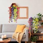 Homsunny Artificial Fake Hanging Flowers Plants Baskets for Outdoor Spring Decor... - Image 7