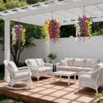 Homsunny Artificial Fake Hanging Flowers Plants Baskets for Outdoor Spring Decor... - Image 8