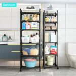 Black Shelving Unit, 42x 32 x 165 cm, 6 Tier Tall Narrow Shelving Unit with Whee... - Image 3