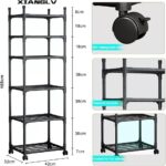Black Shelving Unit, 42x 32 x 165 cm, 6 Tier Tall Narrow Shelving Unit with Whee... - Image 4