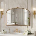 Besdomus Large Vintage Gold Mirror: 40"x29" Traditional Ornate Antique Arched Mi... - Image 6