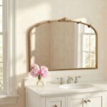 Besdomus Large Vintage Gold Mirror: 40"x29" Traditional Ornate Antique Arched Mi... - Image 8