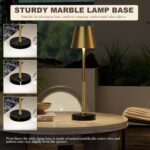 Cordless Table Lamp 2 Pack with Marble Base,5200mAh Battery Operated Lamp,IP54 W... - Image 3