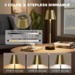 Cordless Table Lamp 2 Pack with Marble Base,5200mAh Battery Operated Lamp,IP54 W... - Image 4