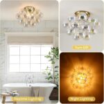 Gold Semi Flush Mount Bubble Chandelier Light Fixture - 19 Hand-Blown Colorful G... - Image 5