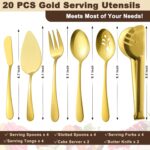 BEWOS Gold Serving Utensils, 20-Piece Serving Utensils set, Gold Serving Spoons,... - Image 3