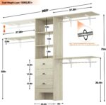 iSunirm 8FT Closet System, 96'' Closet Organizer System with 3 Hanging Rods, Wal... - Image 8