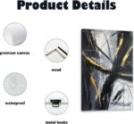 JINLUNTA Black Gold Grey Abstract Canvas Wall Art Luxury Textured Brushstroke Pa... - Image 6