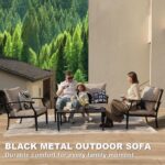 4-Piece Patio Furniture Set, Wider Outdoor Metal Seating Sofa with High Back & L... - Image 5