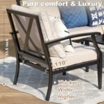 4-Piece Patio Furniture Set, Wider Outdoor Metal Seating Sofa with High Back & L... - Image 6