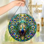 Stained Glass Window Hanging, LAOWEIKI 8'' Peacock Suncatcher, Stained Glass Orn... - Image 5