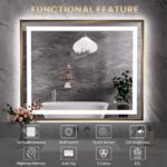 Amorho 77"x 36" LED Bathroom Mirror, Gold Metal Framed Mirror with Front Light a... - Image 3