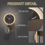 Modern Wall Clock for Living Room,Large Black Decorative Wall Clock with Light,C... - Image 5