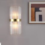 Modern Golden 2 Lights Wall Sconce Luxury Clear Strip Crystal Wall Lamp with Met... - Image 3