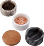 Creative Co-Op Marble Stacking Pinch Pots with Acacia Wood Lid - Image 3