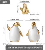 Set of 3 Ceramic Statues Aesthetic Abstract Penguins Sculpture Cute Modern Home ... - Image 3