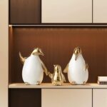 Set of 3 Ceramic Statues Aesthetic Abstract Penguins Sculpture Cute Modern Home ... - Image 5