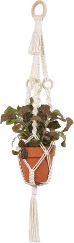 SOLID OAK MACRAME PLNT HNGR KT 4 RINGS - Image 3