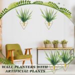 Canlierr 2 Pieces Gold Wall Decor Hanging Planters with Artificial Plants Metal ... - Image 4