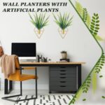 Canlierr 2 Pieces Gold Wall Decor Hanging Planters with Artificial Plants Metal ... - Image 5