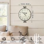 Farmhouse Wall Clock, 17H×13.4D Inch, Wrought Iron Frame with Warm Gray Finish, ... - Image 3