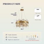 12-Light Modern Crystal Chandelier, 19.7'' Gold Chandelier Light Fixture, Brushe... - Image 3