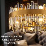 12-Light Modern Crystal Chandelier, 19.7'' Gold Chandelier Light Fixture, Brushe... - Image 7