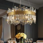 12-Light Modern Crystal Chandelier, 19.7'' Gold Chandelier Light Fixture, Brushe... - Image 9