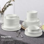LIANYU Dinnerware Sets with Pasta Bowls for 4, 16 Piece Stoneware Plates and Bow... - Image 7