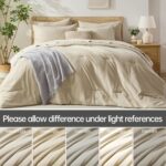 Homelike Moment Queen Comforter Set with Sheets, 7 Piece Beige Comforter Set Que... - Image 5