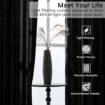SMILETIME Black Crushed Velvet Curtains 52x108inch Rod Pocket Luxurious Thermal ... - Image 7